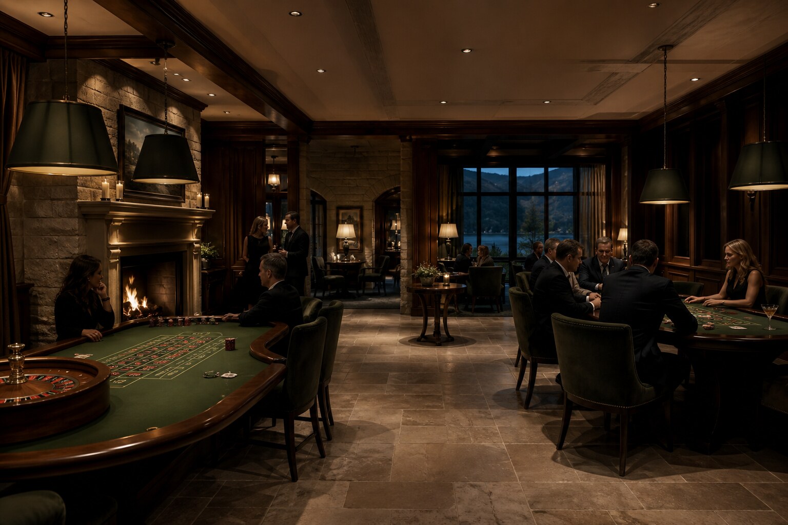 The quiet and luxurious Casino room at Lake Manor